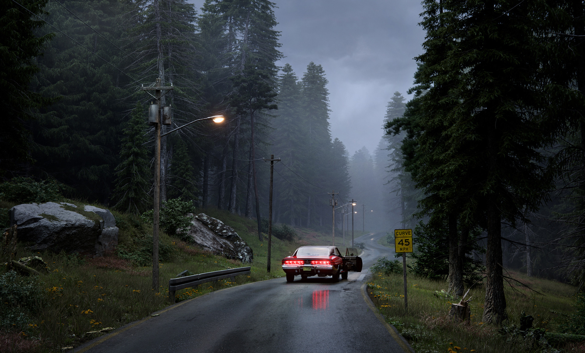 Classic car rear view